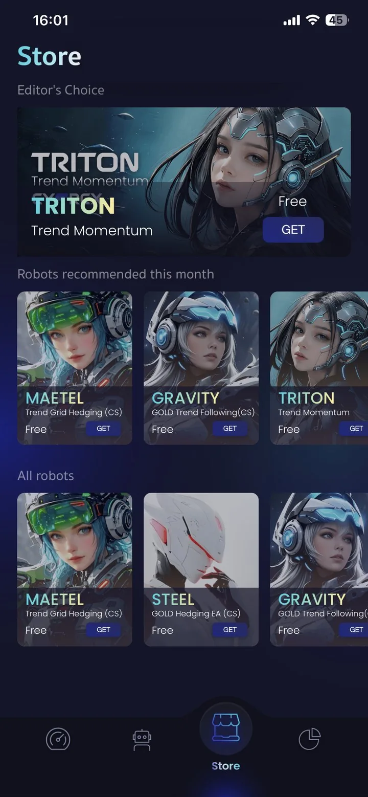 Pick a robot from the Store